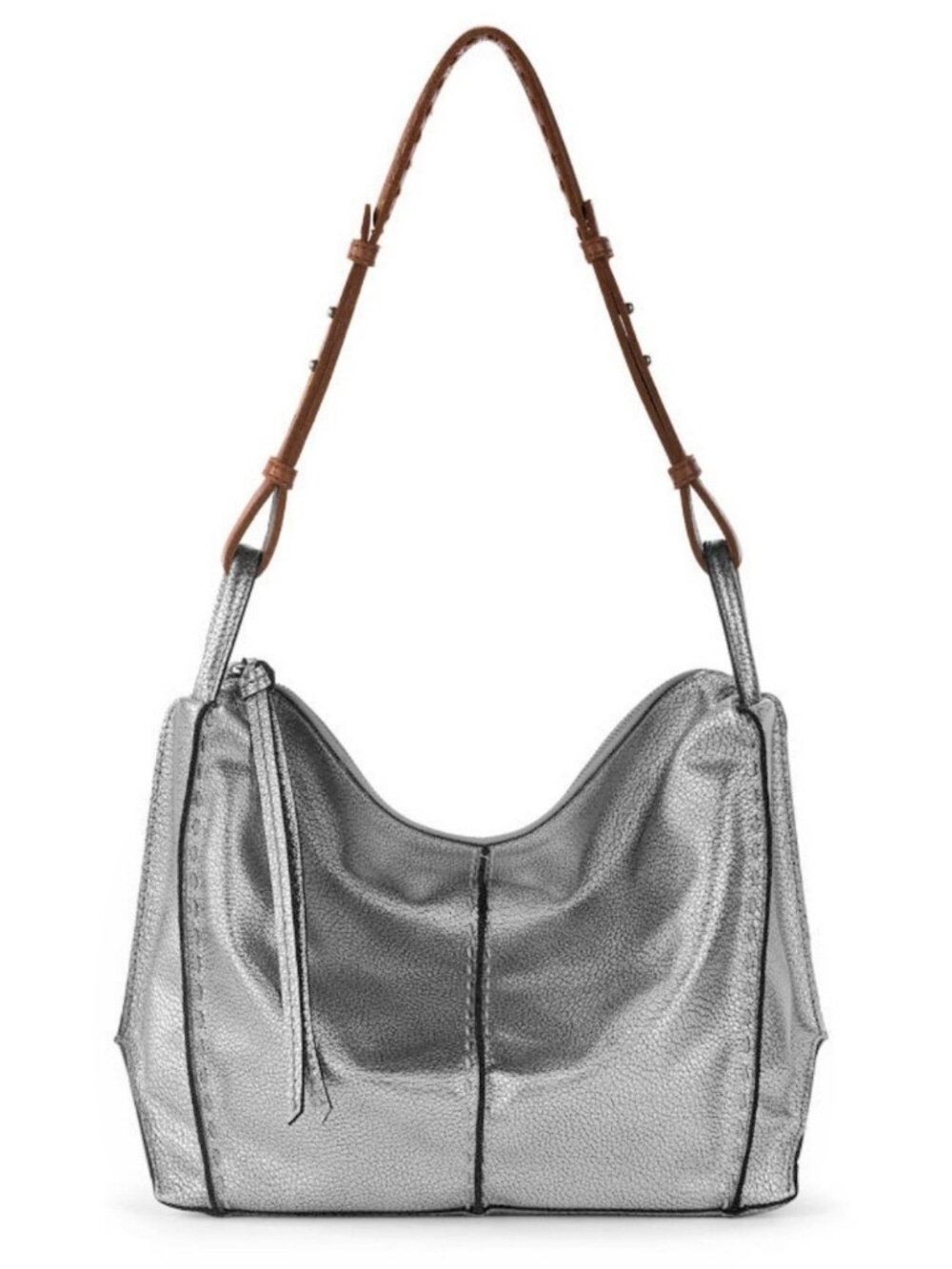 The Sak Dark Silver Leather Bag Shoulder Hobo Purse